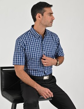 Camisa casual Sansabelt de algodón manga corta para hombre