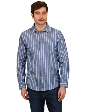 Camisa casual Ferrioni de algodón manga larga para hombre