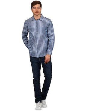 Camisa casual Ferrioni de algodón manga larga para hombre