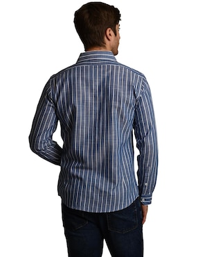Camisa casual Ferrioni de algodón manga larga para hombre