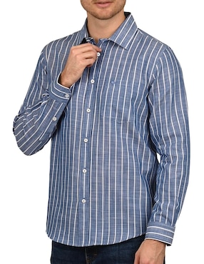 Camisa casual Ferrioni de algodón manga larga para hombre
