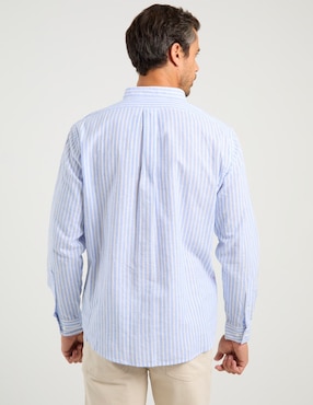Camisa casual Ferrioni de algodón manga larga para hombre