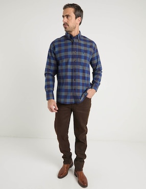 Camisa casual Cavalatti de algodón manga larga para hombre