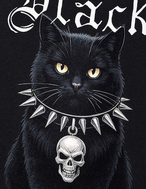 Playera FNC Collezioni Black Cat cuello redondo para hombre