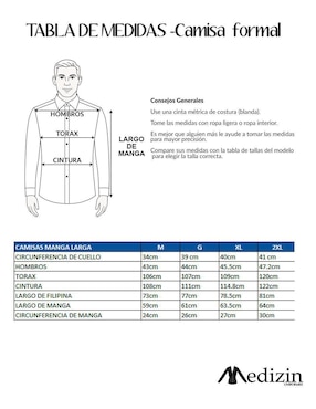 Camisa de vestir Medizin Uniformes manga larga para hombre