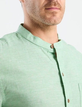 Camisa casual Costavana de algodón y lino manga larga para hombre