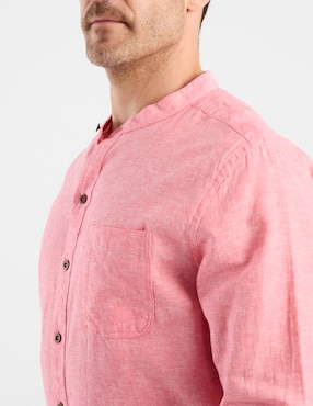 Camisa casual Costavana de algodón y lino manga larga para hombre
