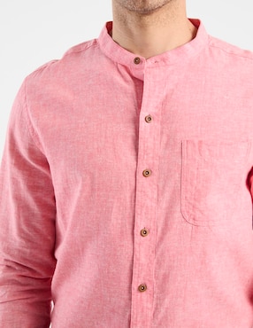Camisa casual Costavana de algodón y lino manga larga para hombre