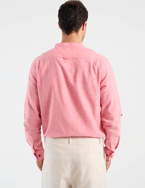Camisa casual Costavana de algodón y lino manga larga para hombre