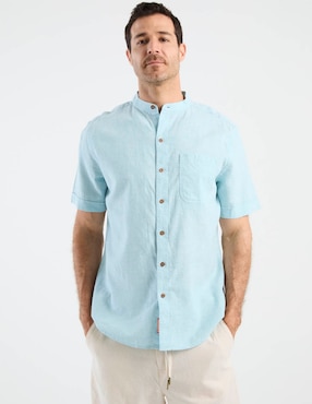 Camisa casual Costavana de algodón y lino manga corta para hombre