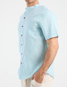 Camisa casual Costavana de algodón y lino manga corta para hombre
