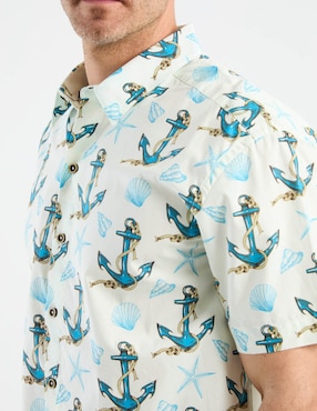 Camisa casual Costavana de algodón manga corta para hombre
