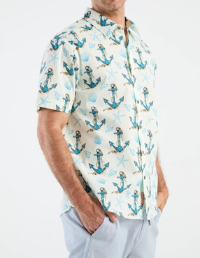 Camisa casual Costavana de algodón manga corta para hombre