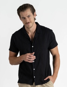 Camisa casual 98 Coast Av de algodón manga corta para hombre