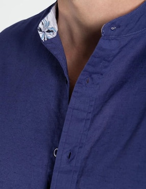 Camisa casual 98 Coast Av de algodón y lino manga larga para hombre
