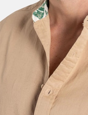 Camisa casual 98 Coast Av de algodón y lino manga larga para hombre