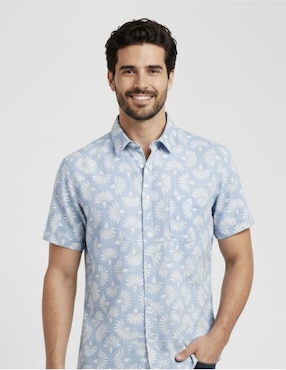 Camisa casual Michel Blanc de algodón manga corta para hombre