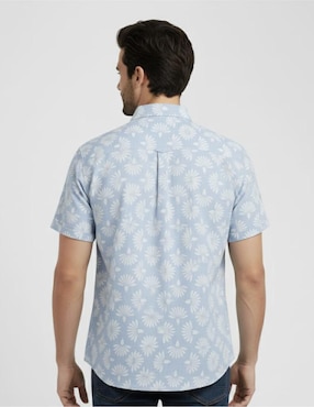 Camisa casual Michel Blanc de algodón manga corta para hombre