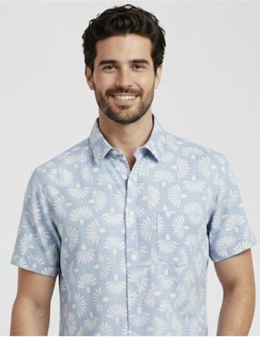 Camisa casual Michel Blanc de algodón manga corta para hombre