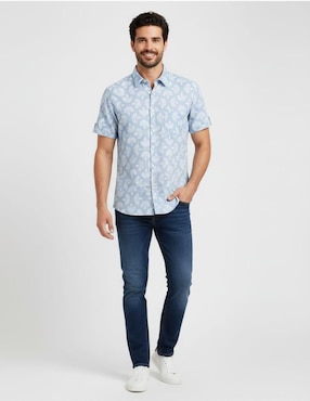 Camisa casual Michel Blanc de algodón manga corta para hombre