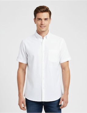 Camisa casual Michel Blanc de algodón manga corta para hombre