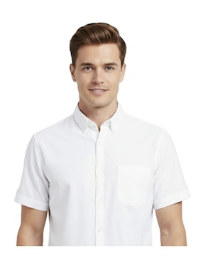 Camisa casual Michel Blanc de algodón manga corta para hombre