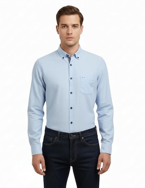Camisa casual Michel Blanc manga larga para hombre
