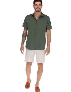 Camisa casual Camasha de bambú manga corta para hombre