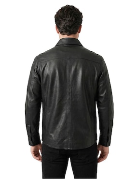 Chamarra casual Cuadra de piel para hombre