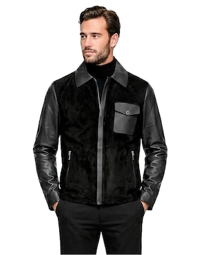 Chamarra casual Cuadra de piel para hombre
