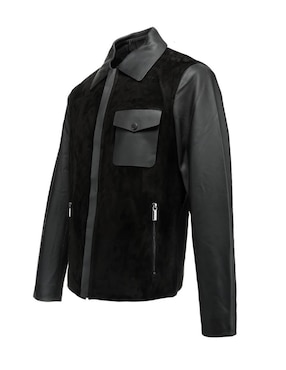 Chamarra casual Cuadra de piel para hombre