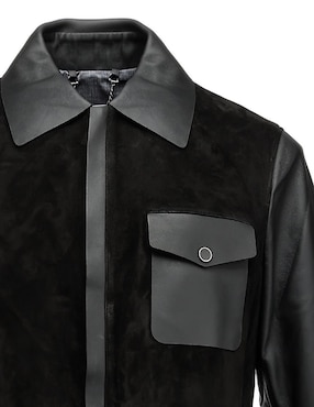 Chamarra casual Cuadra de piel para hombre