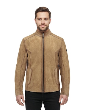 Chamarra casual Cuadra de piel para hombre