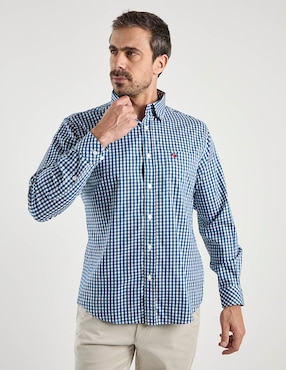 Camisa casual Ferrioni de algodón manga larga para hombre