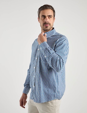 Camisa casual Ferrioni de algodón manga larga para hombre