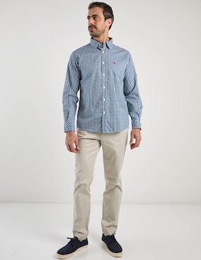 Camisa casual Ferrioni de algodón manga larga para hombre
