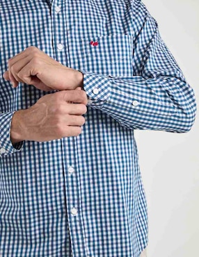 Camisa casual Ferrioni de algodón manga larga para hombre