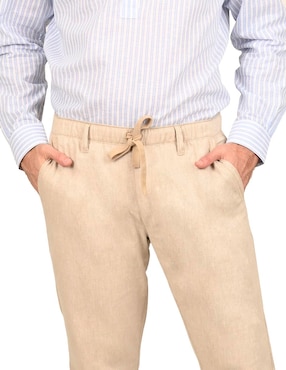 Pantalón jogger regular Ferrioni de algodón y lino para hombre