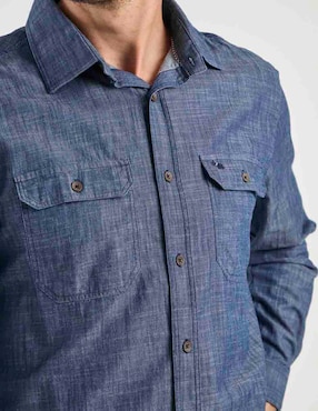 Camisa casual Ferrioni de algodón manga larga para hombre