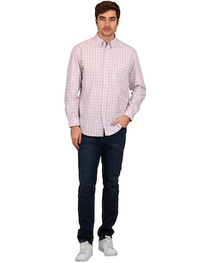 Camisa casual Ferrioni de algodón manga larga para hombre