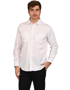 Camisa casual Ferrioni de algodón manga larga para hombre