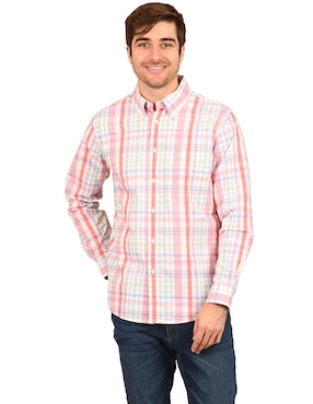 Camisa casual Ferrioni de algodón manga larga para hombre