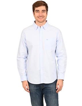 Camisa casual Ferrioni de algodón manga larga para hombre
