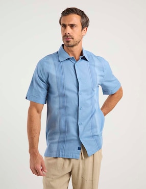 Camisa casual Cubavera de lino manga corta para hombre