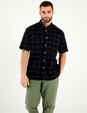 Camisa casual Cavalatti de algodón manga corta para hombre