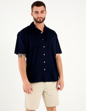 Camisa casual Cavalatti de algodón manga corta para hombre