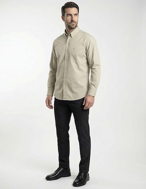 Camisa casual Cavalatti de algodón manga larga para hombre