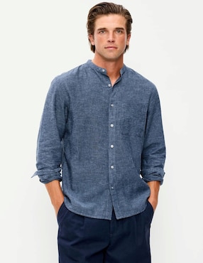 Camisa casual Old Navy de lino manga larga para hombre