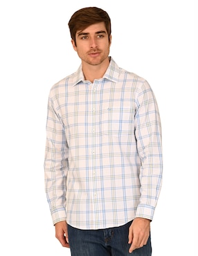 Camisa casual Ferrioni de algodón manga larga para hombre
