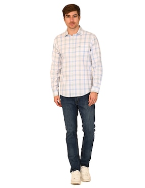 Camisa casual Ferrioni de algodón manga larga para hombre